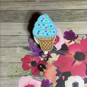 Felt Badge Reel Blue Ice Cream